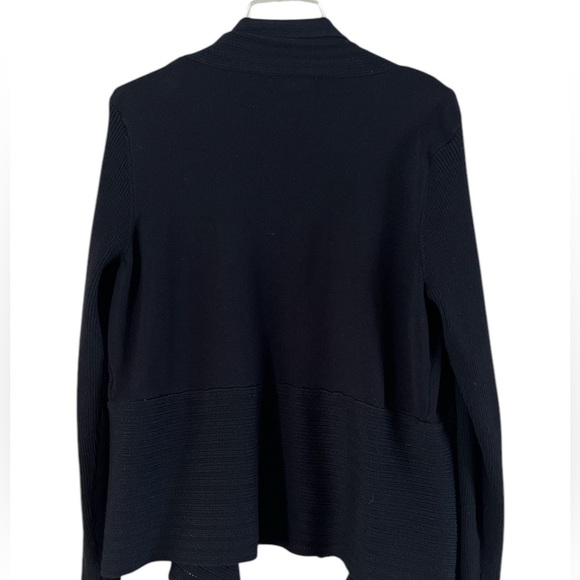 Liz Claiborne Black Open Front Cardigan Ribbed Neckline - Picture 2 of 10